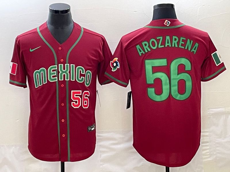 Men 2023 World Cub Mexico #56 Arozarena Red Nike MLB Jersey12->more jerseys->MLB Jersey